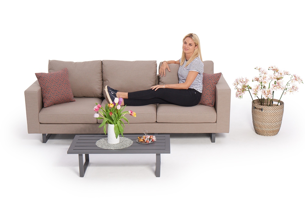 3-er allwetter sofa mosambik sandbraun mit garten kissen