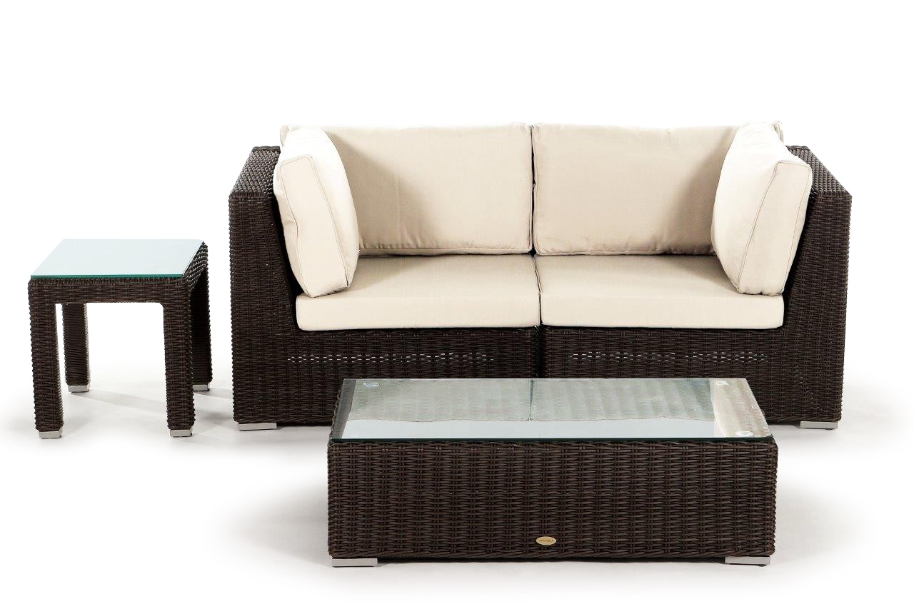 Allegra 2er Rattan Lounge, Überzug Set beige