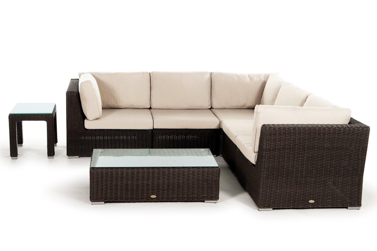 Allegra 5er Rattan Lounge, Überzug Set beige