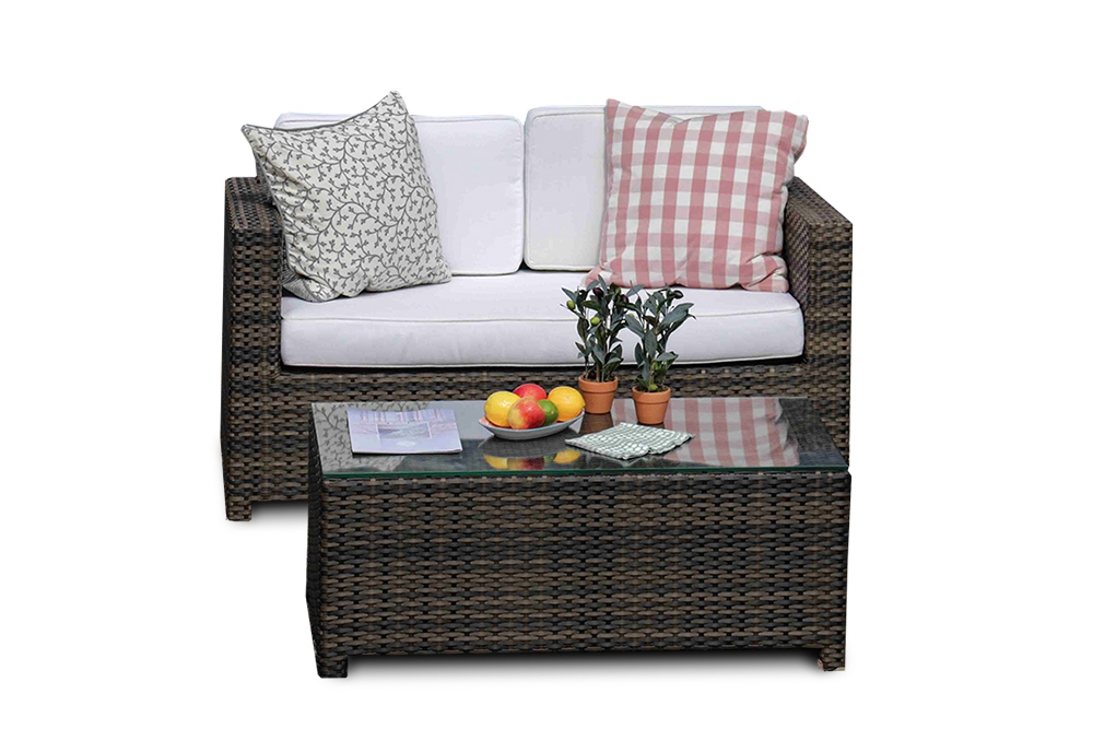 Balkonset Duo Rattan Gartenlounge braun