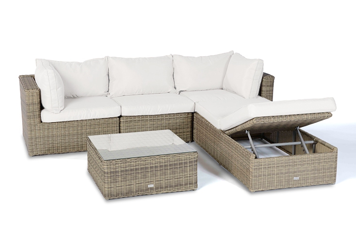 Biarritz Rattan Garten Lounge natural - Überzug beige