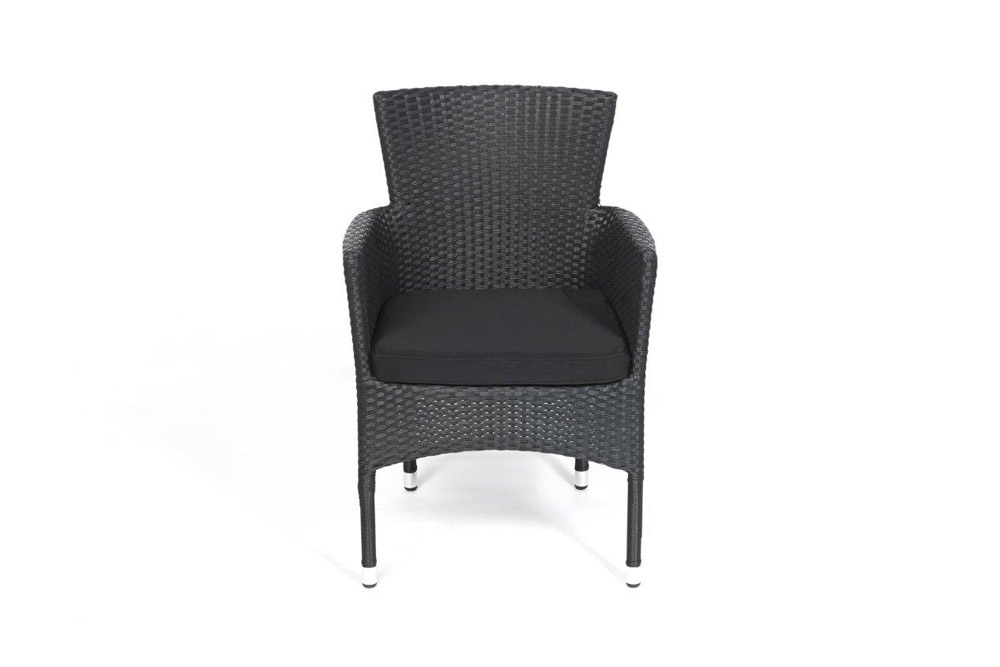 Rattan Stuhl Boston Polsterbezug black
