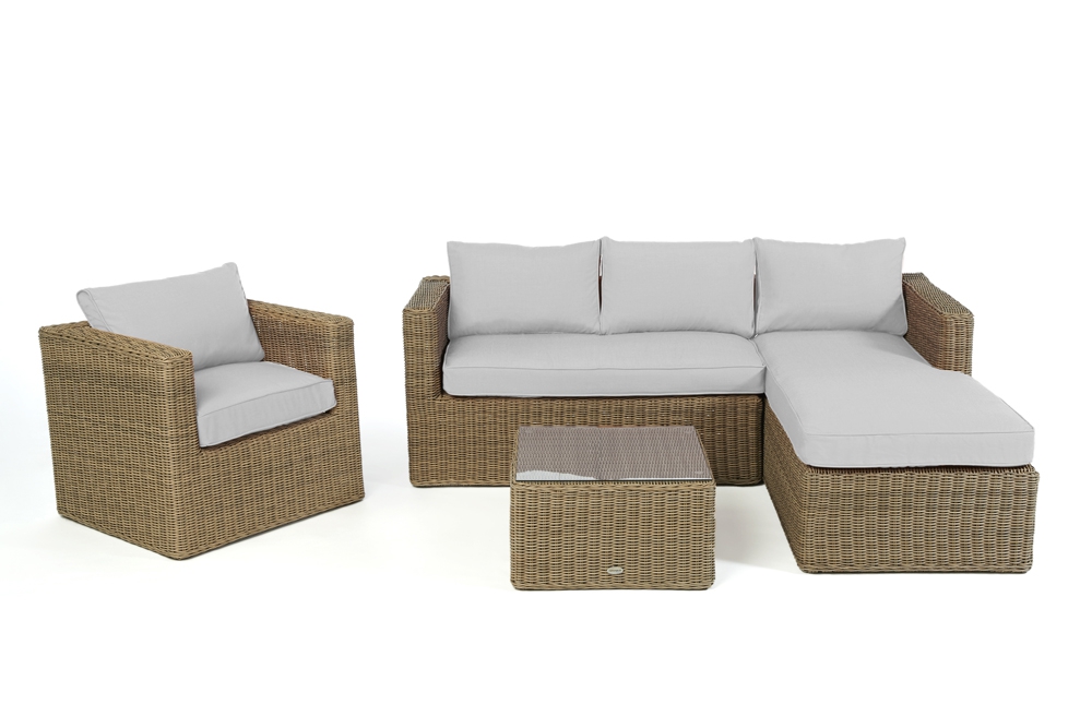 Rattanmöbel Galicia natural round Überzug grau