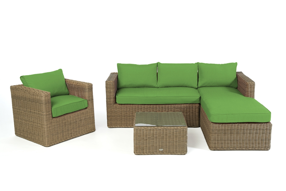 Rattanmöbel Galicia natural round Überzug grün