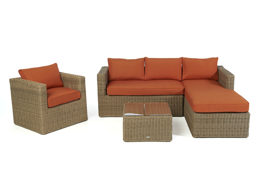 Rattanmöbel Galicia natural round Überzug orange