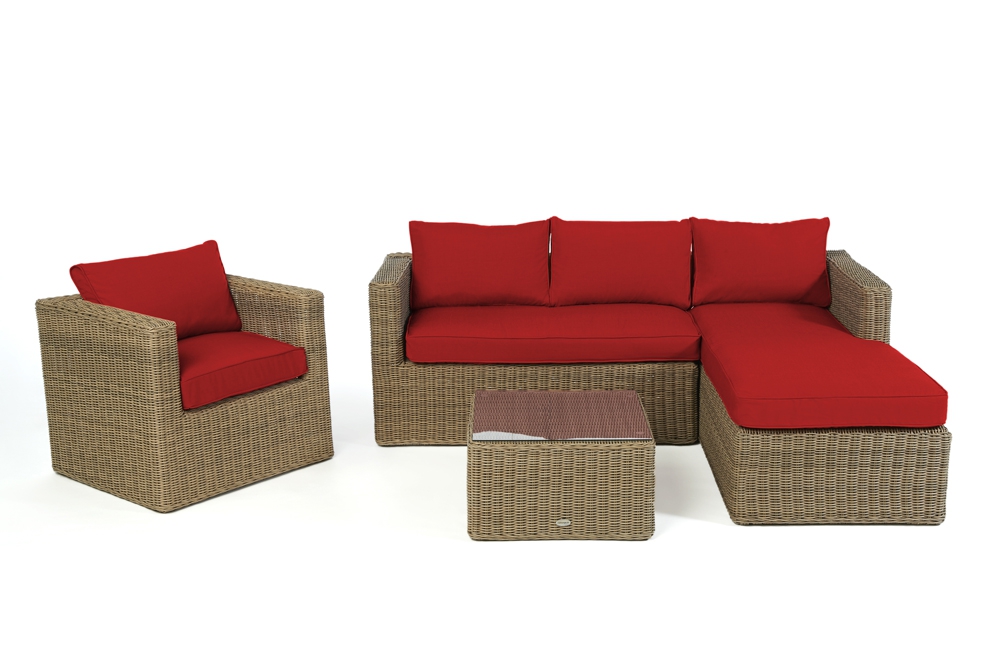 Rattanmöbel Galicia natural round Überzug rot