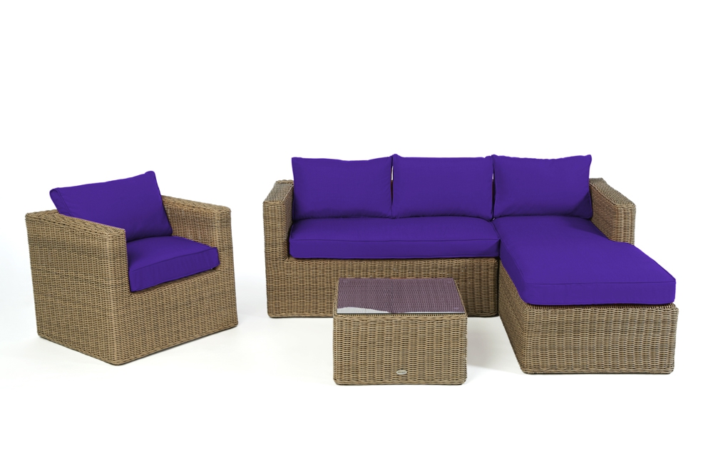 Rattanmöbel Galicia natural round Überzug violett