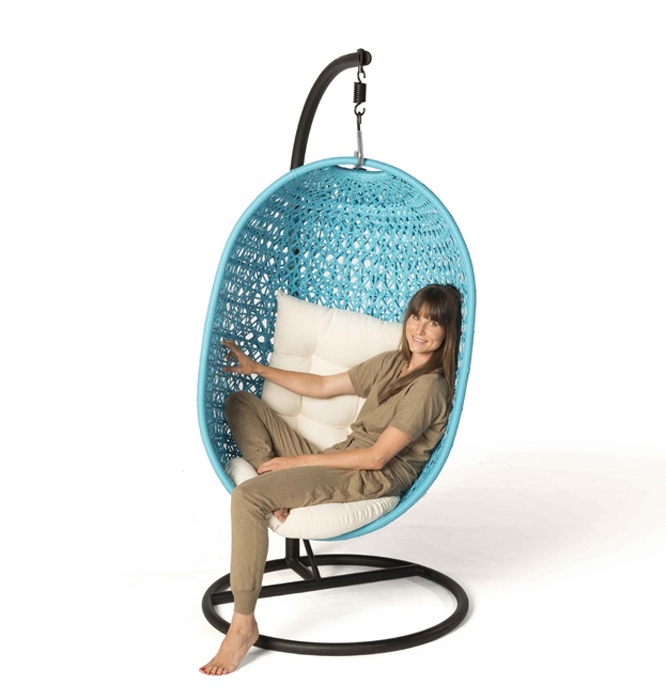 Rattan Hanging Chair blue