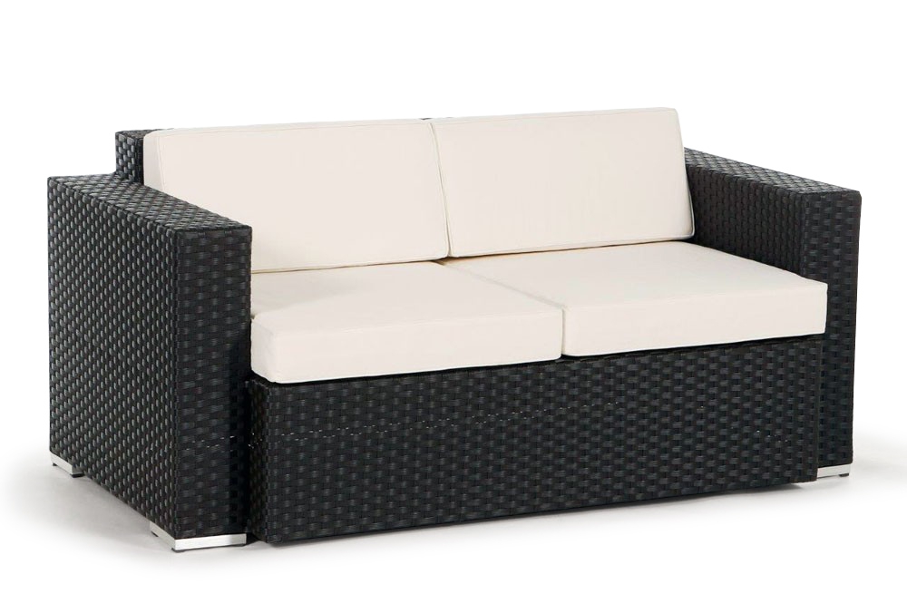 Rattan Lounge 2er Sofa Casablanca black