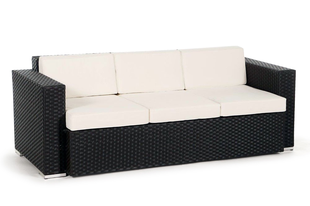 Rattan Lounge 3er Sofa Casablanca black