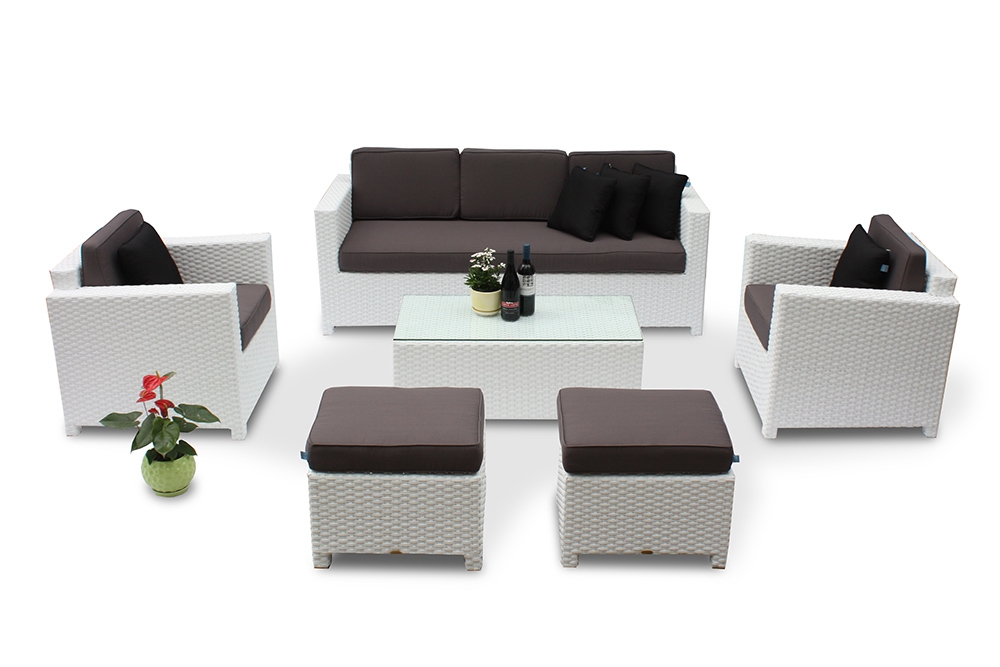 Diamond 3er Lounge weiss - Loungepolster grau