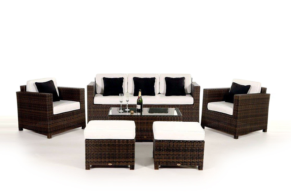 Rattan Lounge Diamond 3er braun