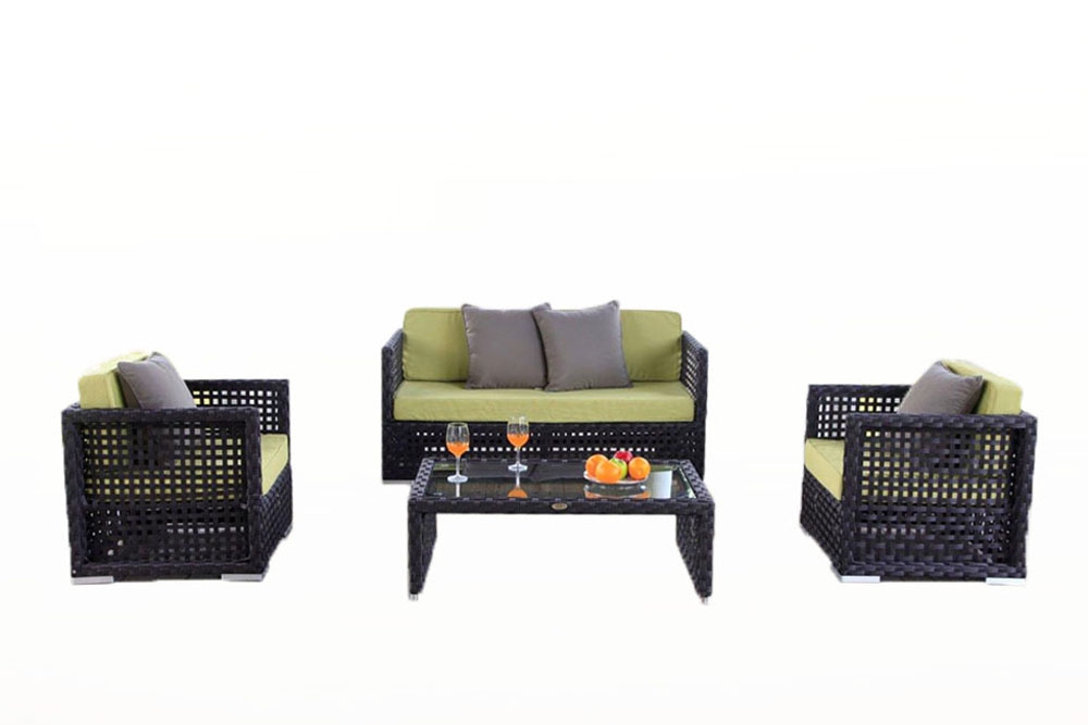 Rattan Gartenlounge Polsterbezug Ecuador lime