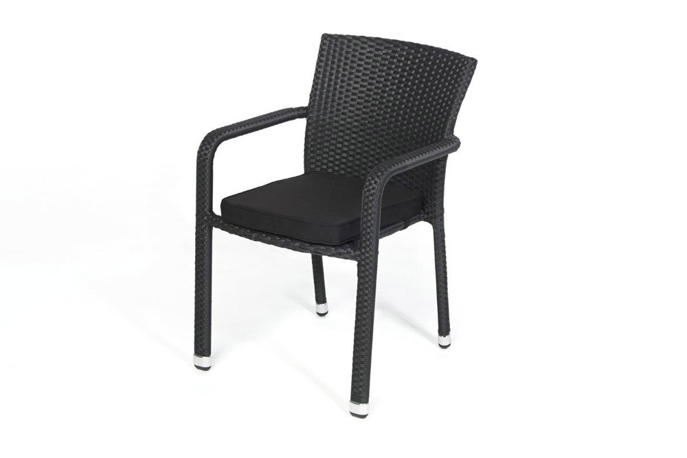 Rattan Stuhl Florida Polsterbezug black