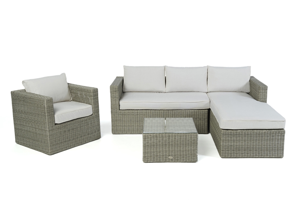 Polsterbezug beige für Galicia Polyrattan Lounge grey round