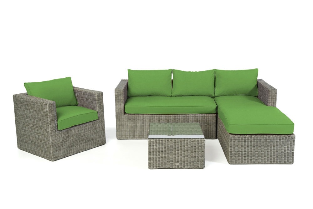 Polsterbezug grün für Galicia Polyrattan Lounge grey round
