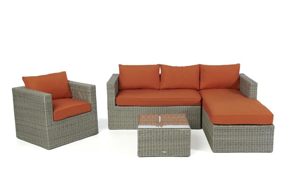 Polsterbezug orange für Galicia Polyrattan Lounge grey round