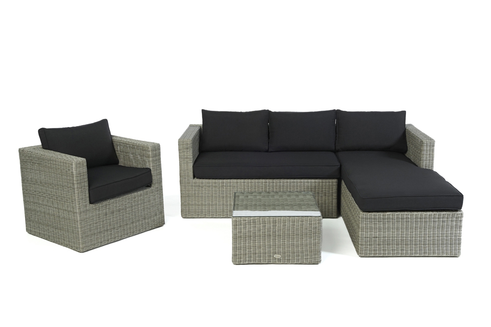 Polsterbezug schwarz für Galicia Polyrattan Lounge grey round