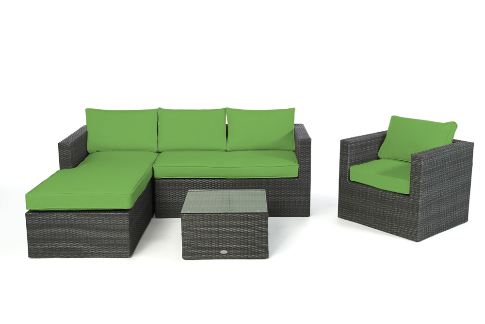 Polsterbezug grün für Galicia Rattan Lounge rechts mix grey