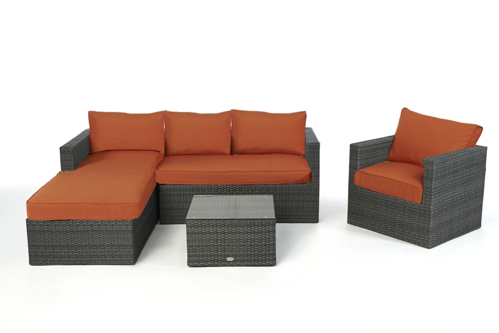 Polsterbezug orange für Galicia Rattan Lounge rechts mix grey