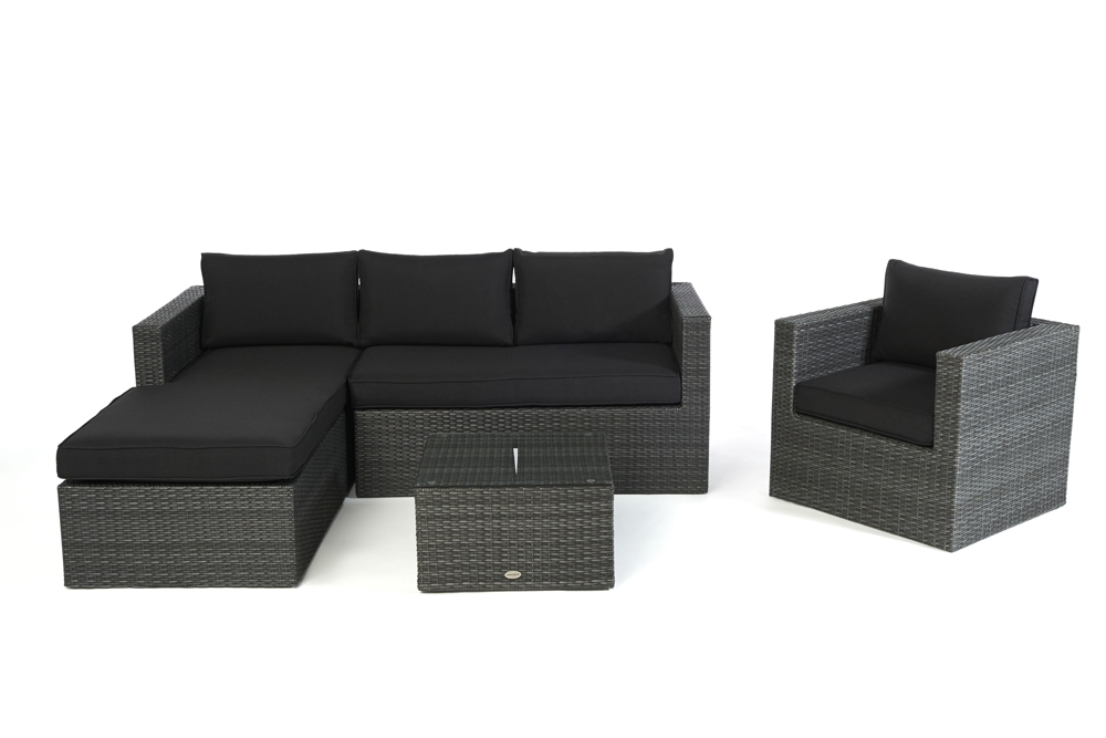 Polsterbezug schwarz für Galicia Rattan Lounge rechts mix grey