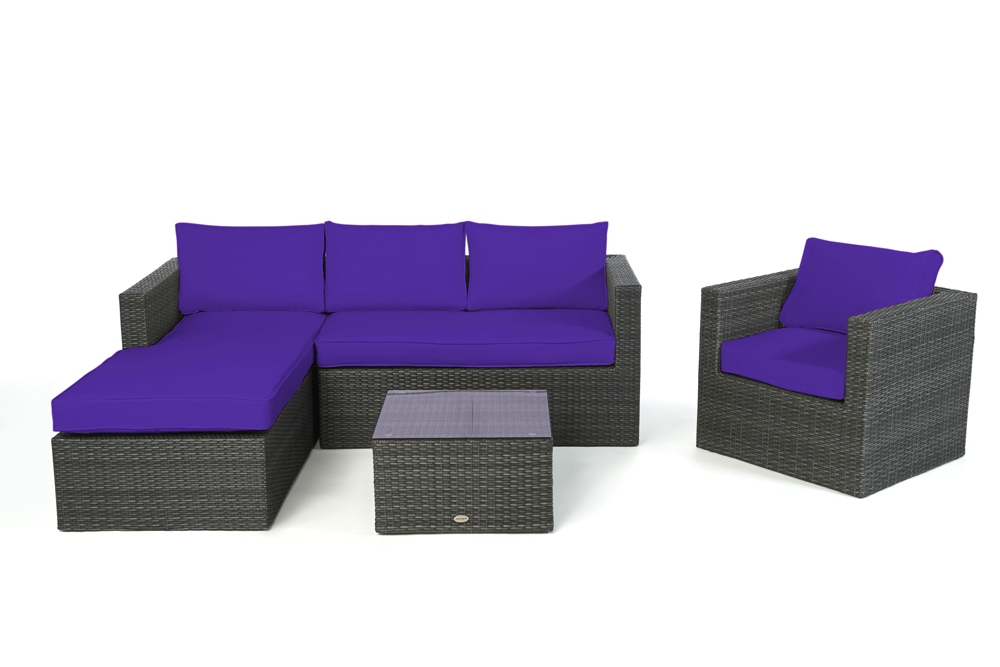 Polsterbezug violett für Galicia Rattan Lounge rechts mix grey