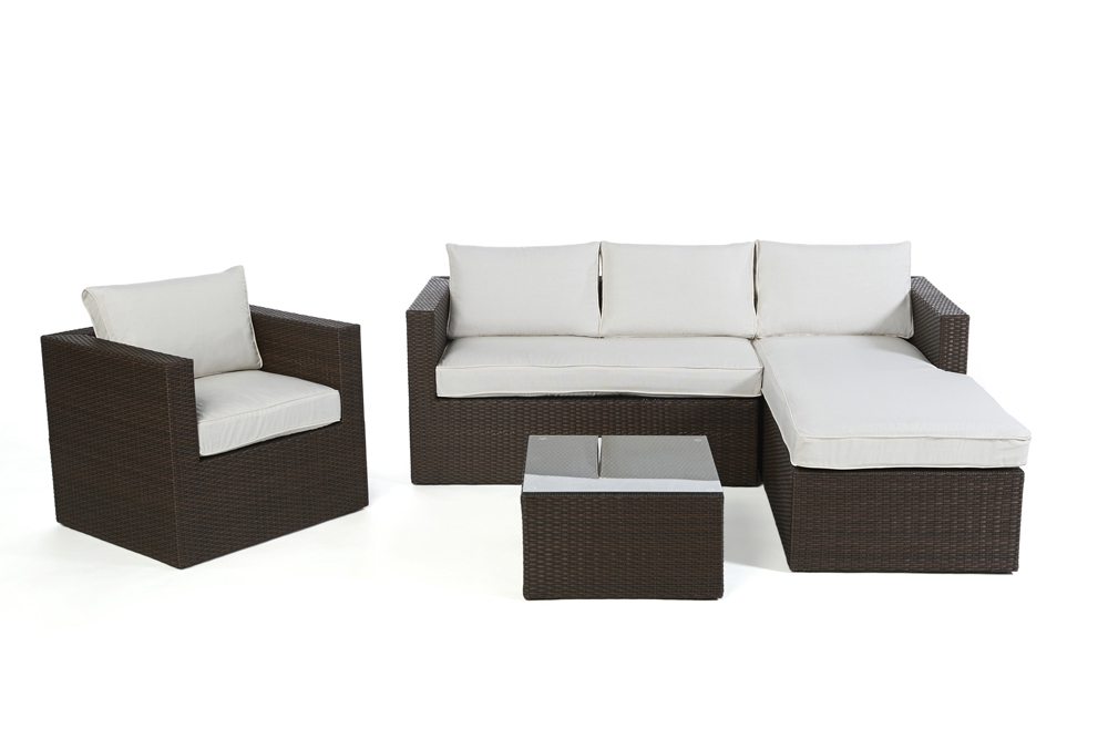Polsterbezug beige für Rattan Lounge Galicia brown