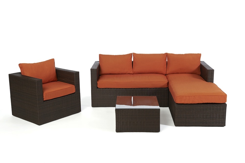 Polsterbezug orange für Galicia Rattan Lounge braun