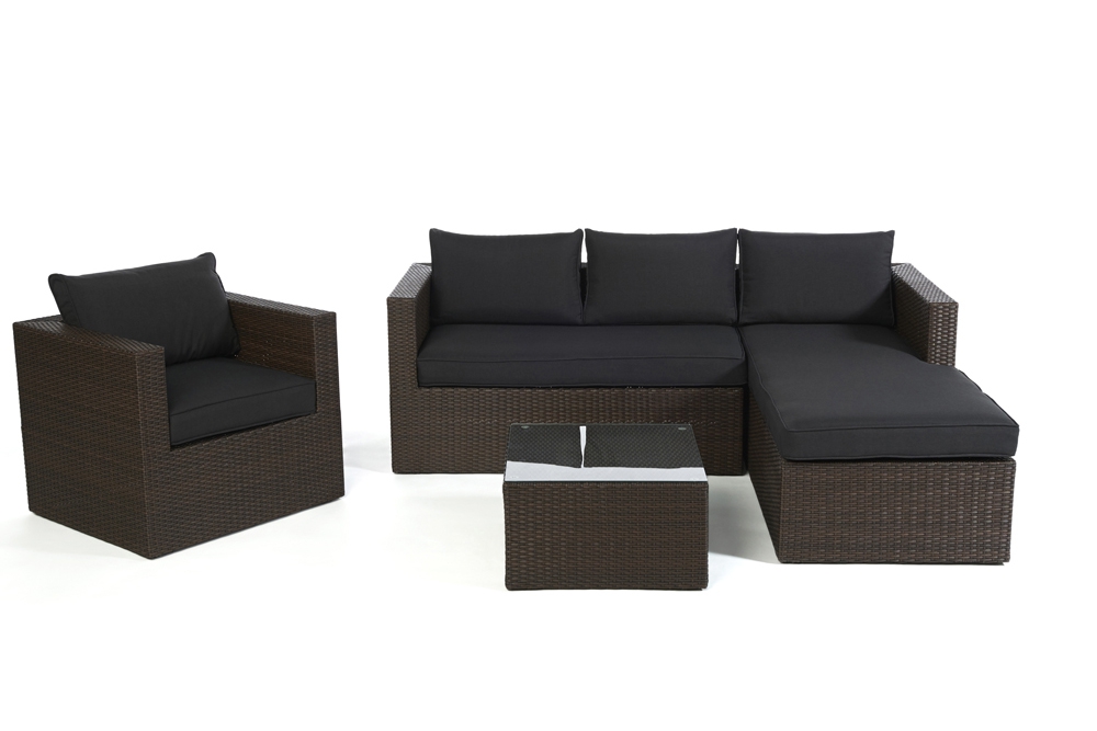Polsterbezug schwarz für Galicia Rattan Lounge brown