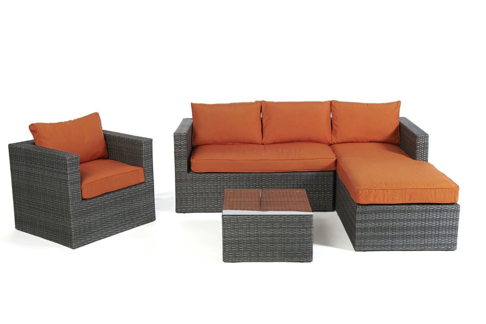 Polsterbezug orange Rattanmöbel Galicia mix grey