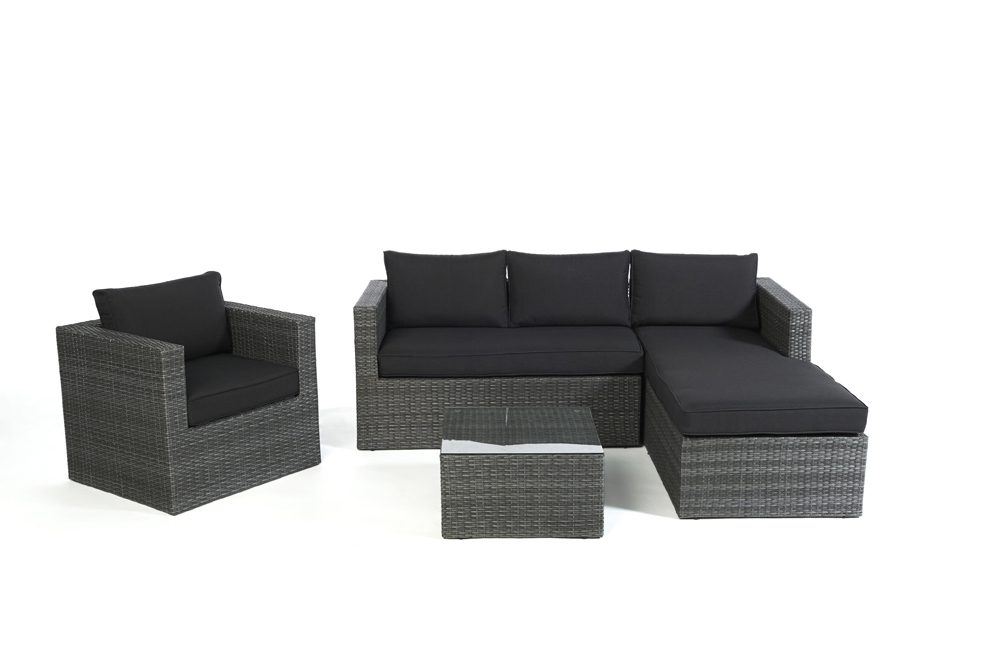 Polsterbezug schwarz für Galicia Rattan Lounge mix grey