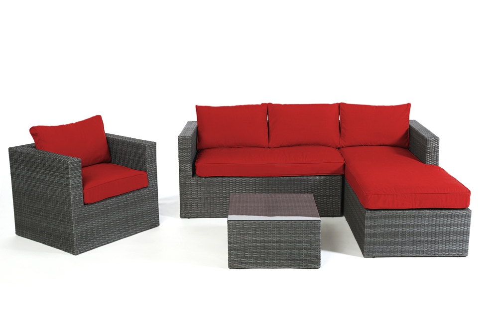 Polsterbezug rot für Galicia Rattan Lounge mix grey