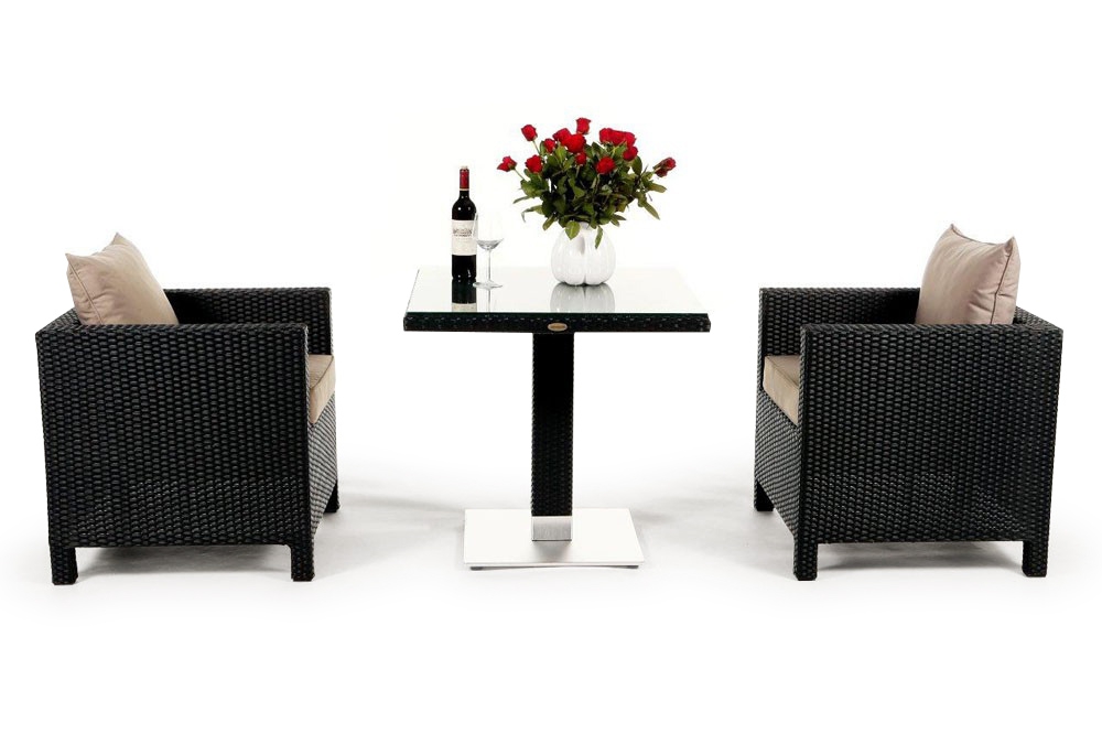 Rattan Tisch Set Cefilo Überzug sandbraun