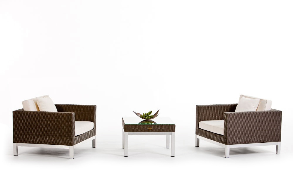 Rattan Lounge Gartenmöebel Belgrano graubraun