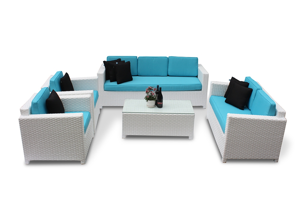 Momoko Lounge weiss outdoor Stoffbezug türkis