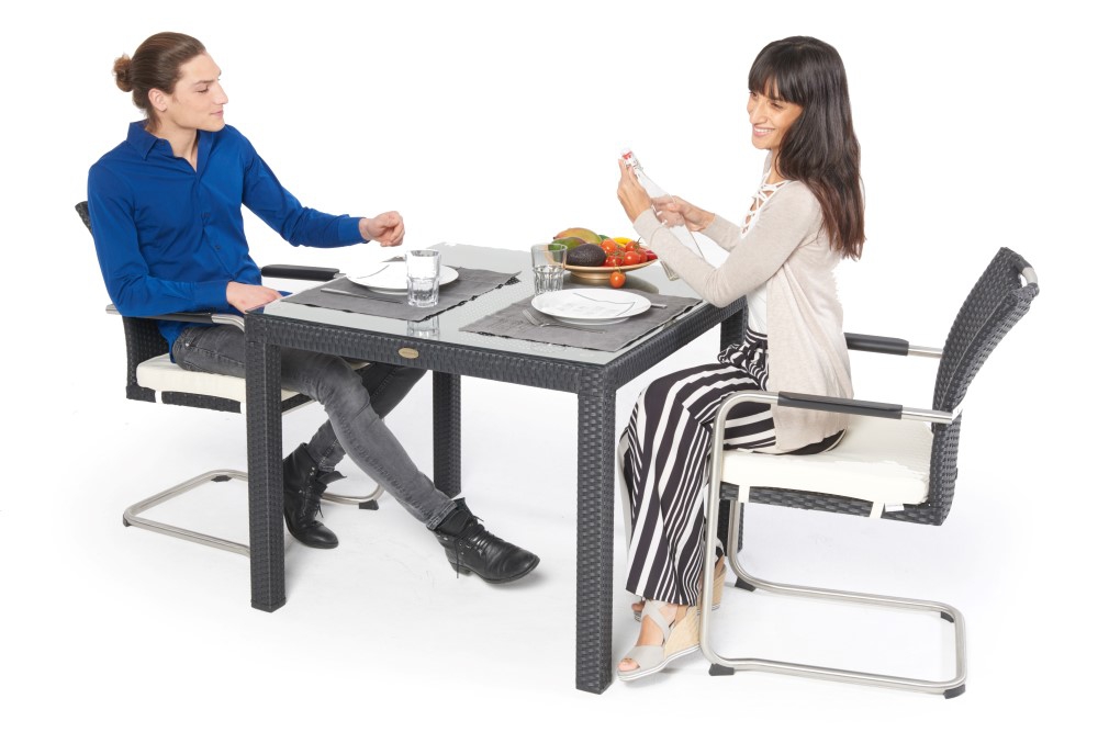 nevia rattan tisch 2 stühle schwarz