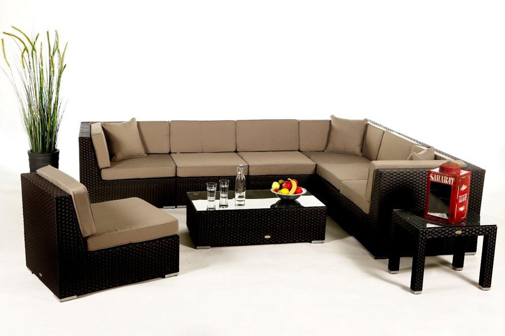 Panama Rattan Lounge Polsterbezug Sandbraun