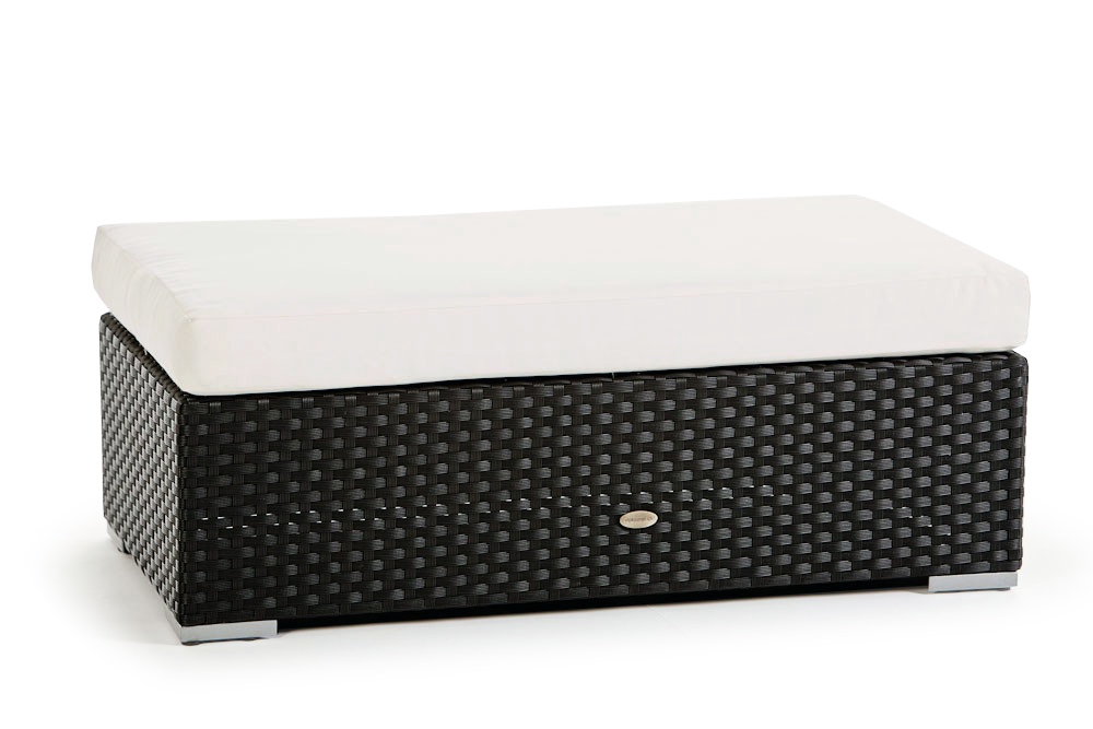 Bank mit Polster Panama Rattan Lounge schwarz