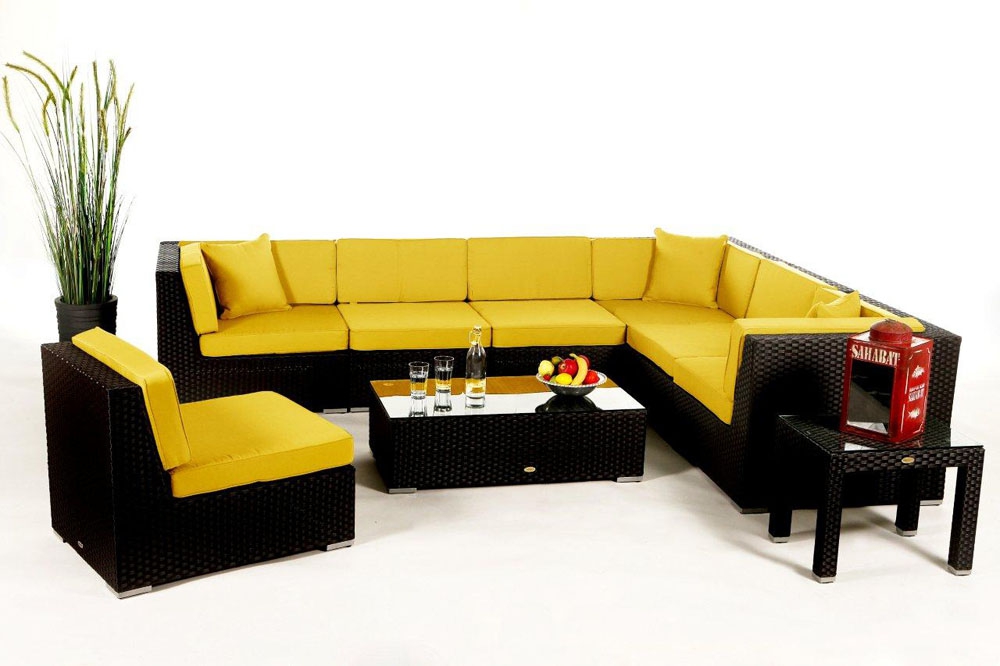 Panama Rattan Lounge Polsterbezug Gelb