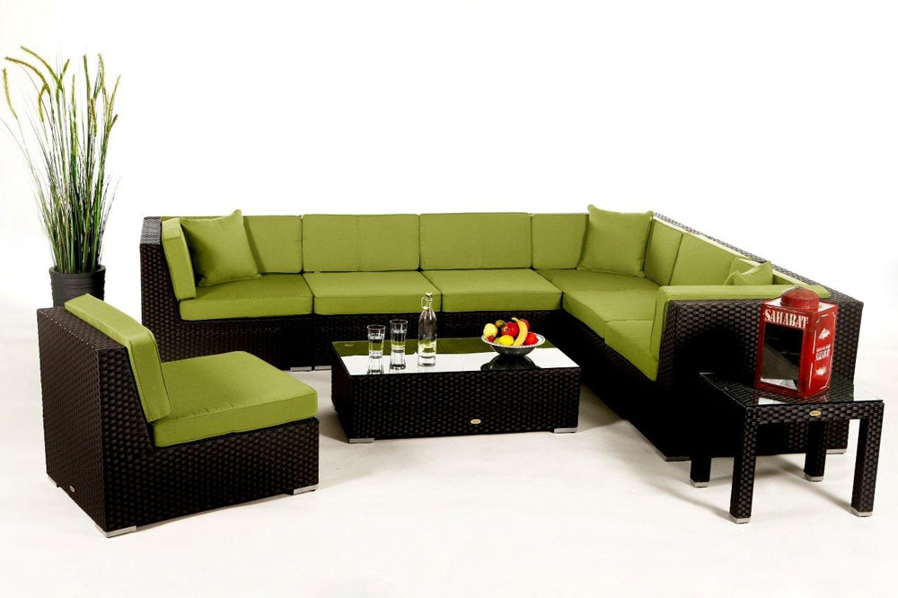 Panama Rattan Lounge Polsterbezug Grün