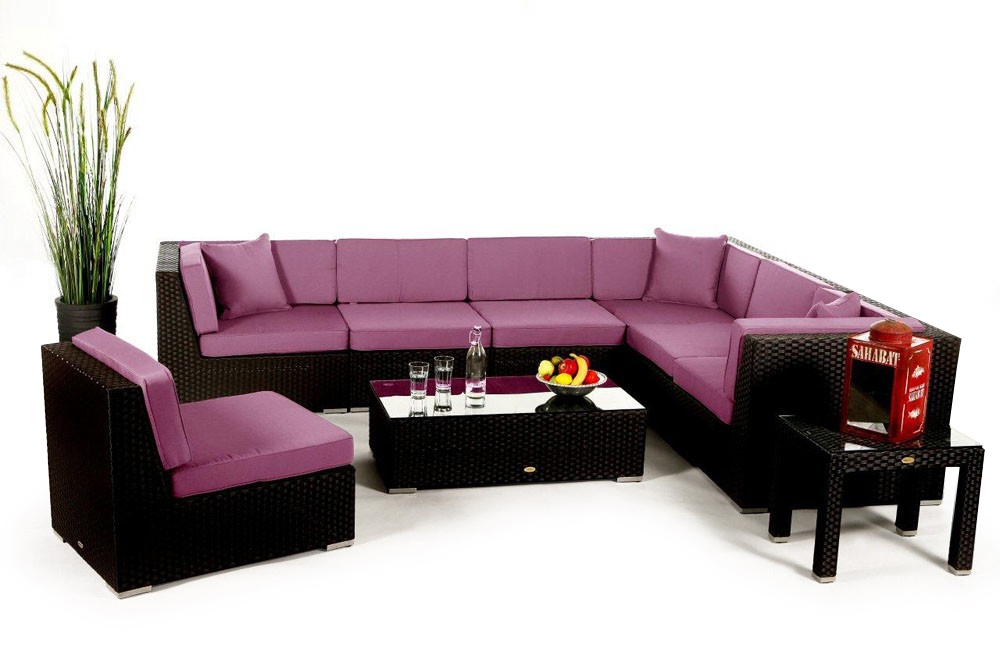 Panama Rattan Lounge Polsterbezug Lila