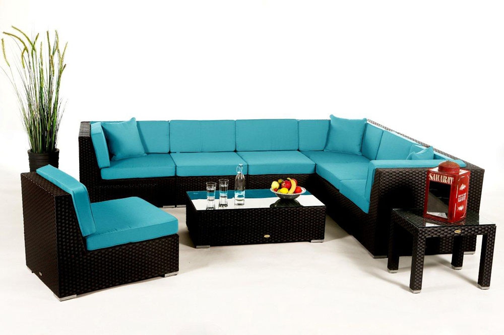 Panama Rattan Lounge Polsterbezug Aqua