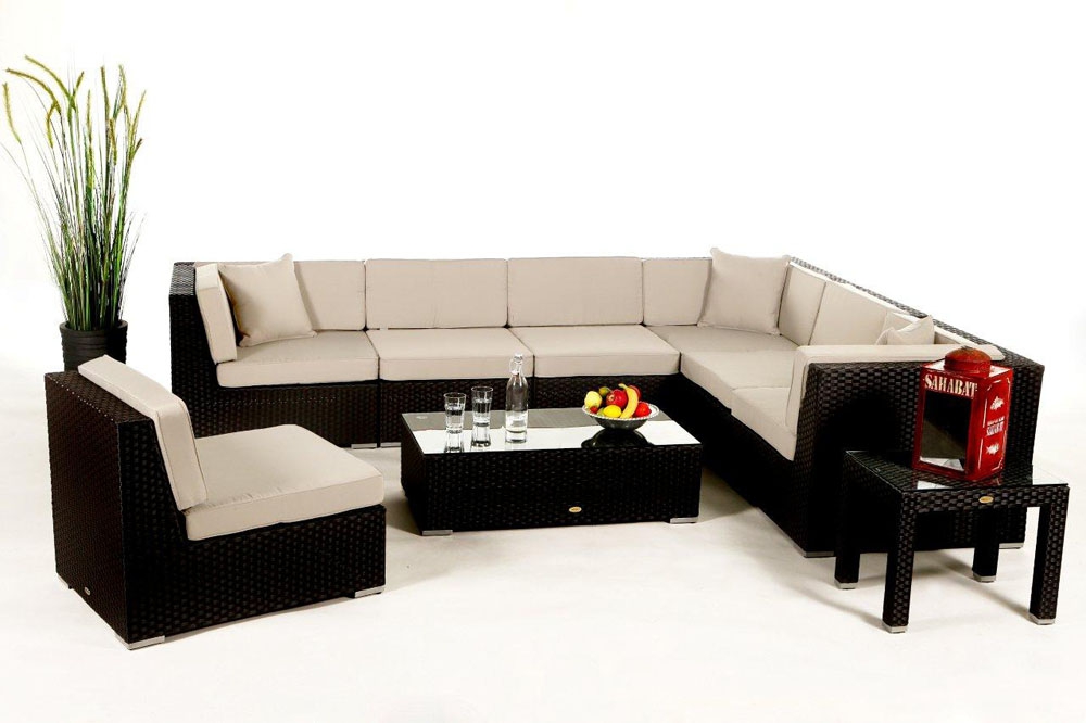 Panama Rattan Lounge Polsterbezug beige