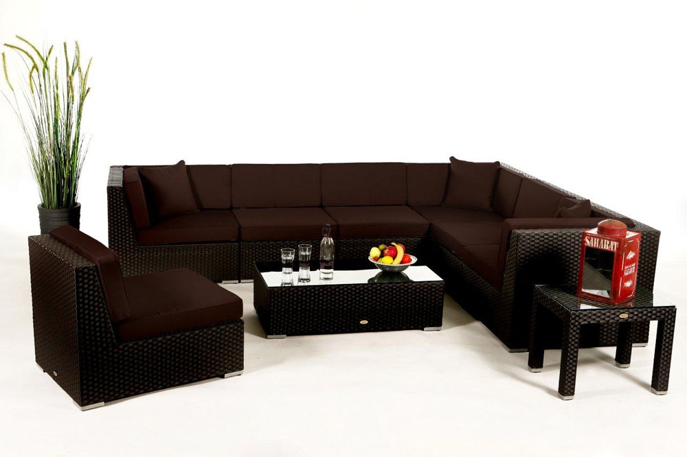 Panama Rattan Lounge Polsterbezug Braun