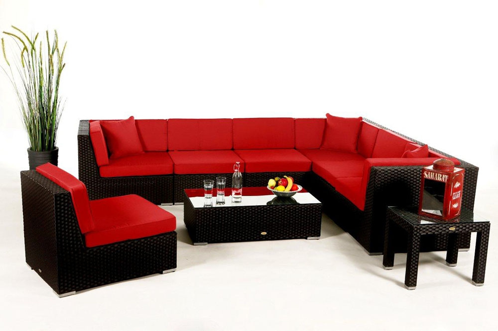 Panama Rattan Lounge Polsterbezug Rot