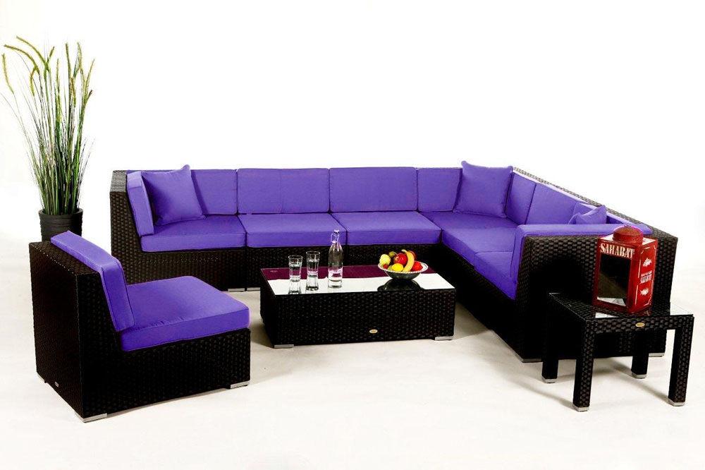 Panama Rattan Lounge Polsterbezug violett