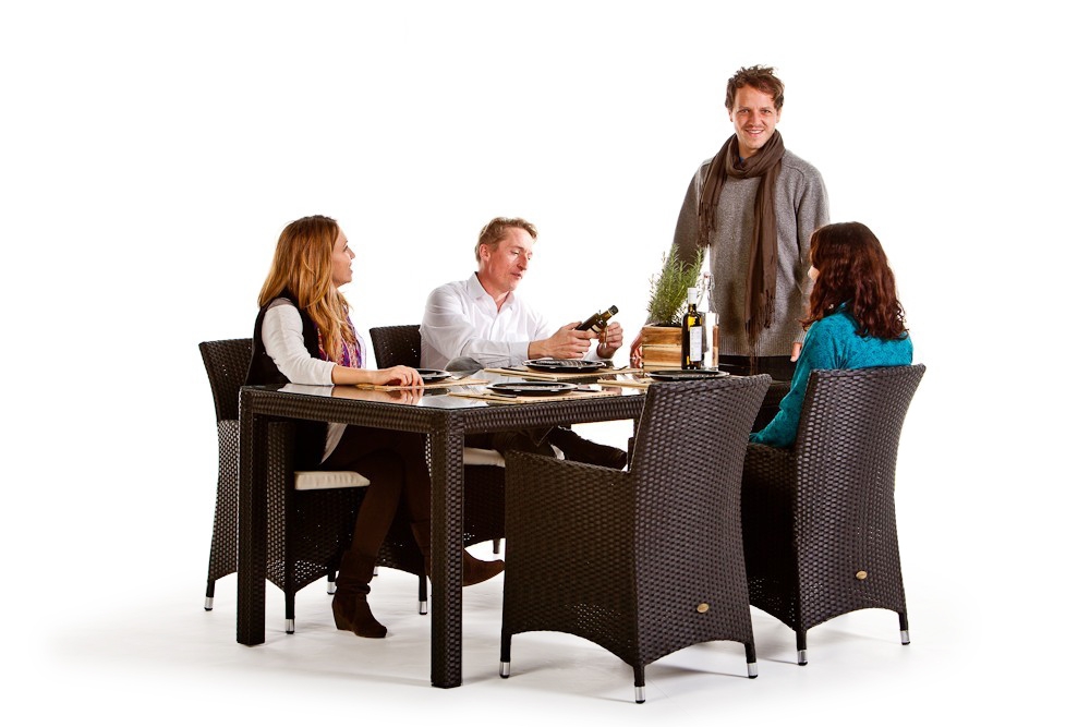 Rattan Lounge Gartenmöbel Toscana Dining dark brown