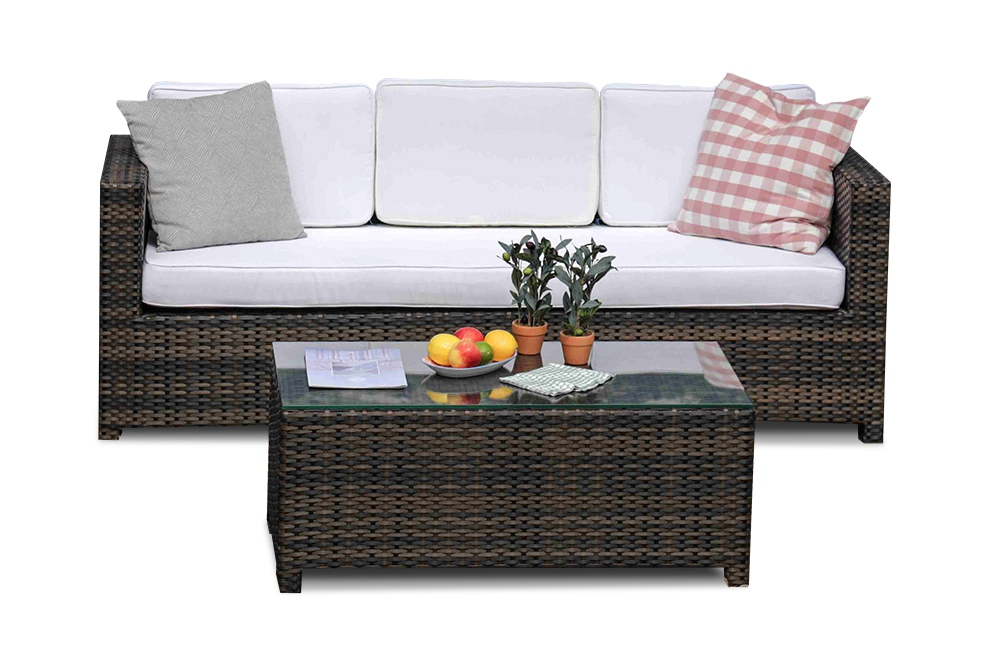 Rattan Gartenlounge 3-sitzer braun