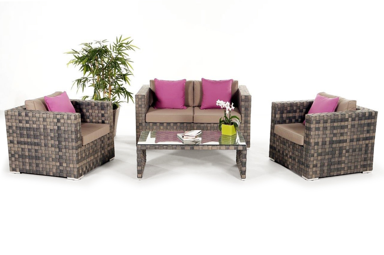Rattan Gartenmöbel: Motley Lounge graubraun