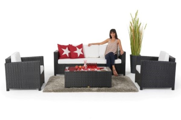 Rattan Gartenmöbel Summertime 3er schwarz